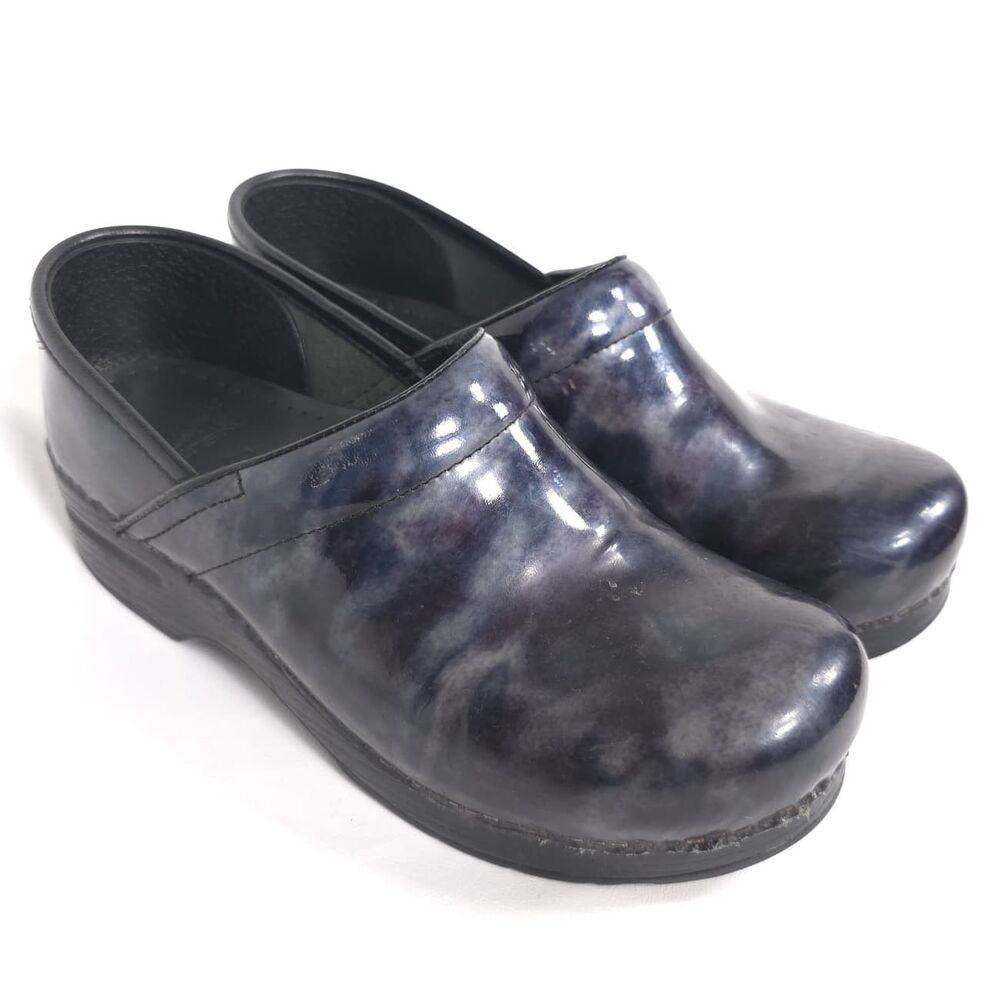 DANSKO Women's Leather Clogs US 8.5 EU 39 Blue & Green Comfort Slip on